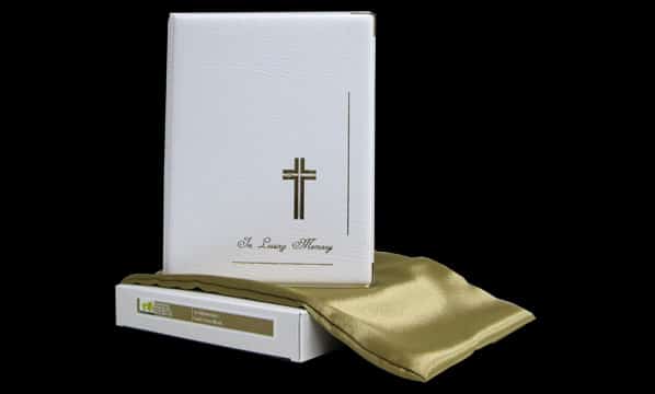 White with Gold Cross
